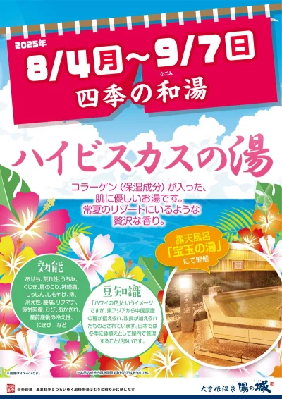 8/4(月)~9/7(日)開催! 『四季の和湯 ハイビスカスの湯』